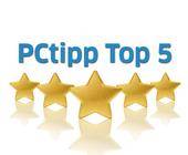 Ein Banner zeigt fГјnf Sterne und den Schriftzug "pc-tip Top 5"